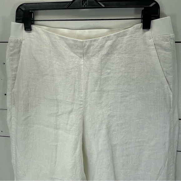 J.Jill LOVE LINEN Pants White Elastic Waist Pockets Straight Leg in White Size S - Picture 3 of 8